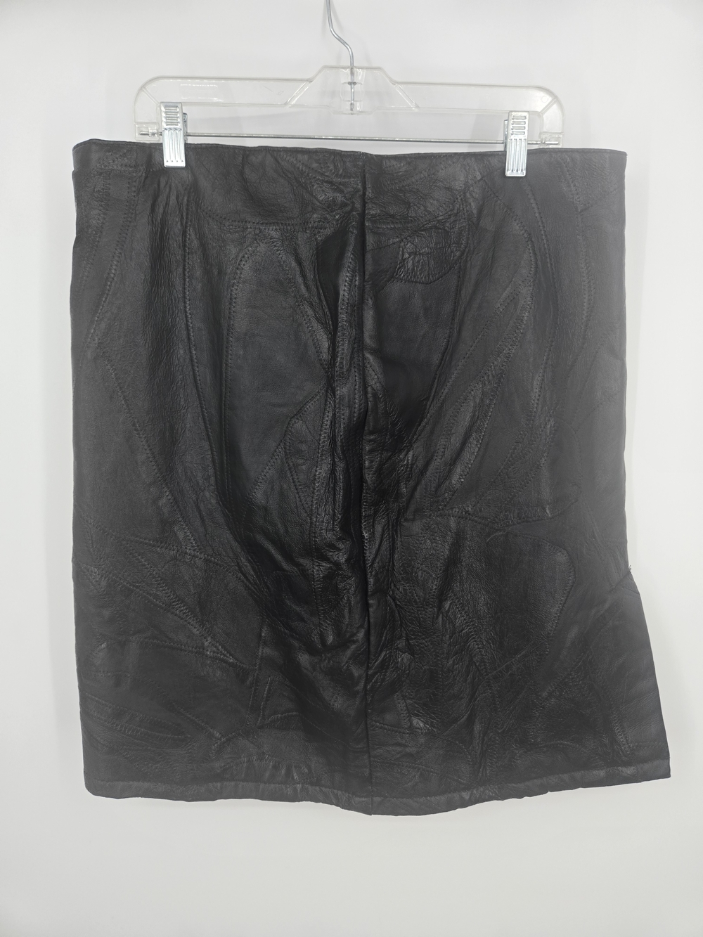 Leather & Soul Black Patterned Leather Vintage Mini Skirt (6976)